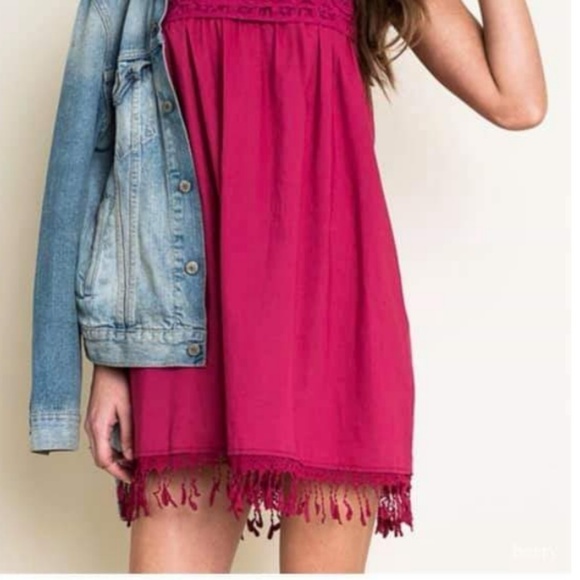 Magenta crochet dress ⭐ last one sz medium - Picture 2 of 4